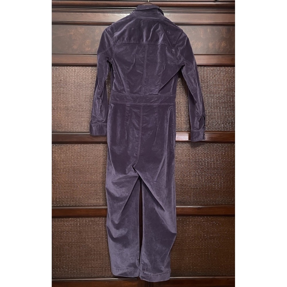 Madewell Purple Eggplant Stretchy Velvet Velveteen Slim Coverall Jumpsuit Sz 00 - Picture 8 of 13
